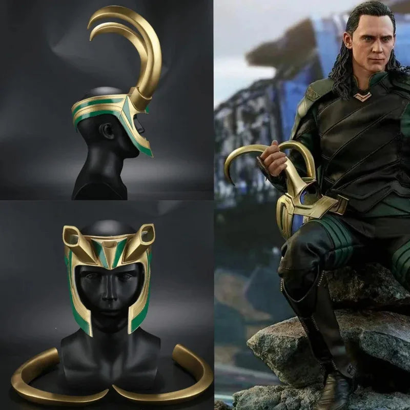 Loki-cosplayhelm - Gouden hoorns en smaragdgroene details