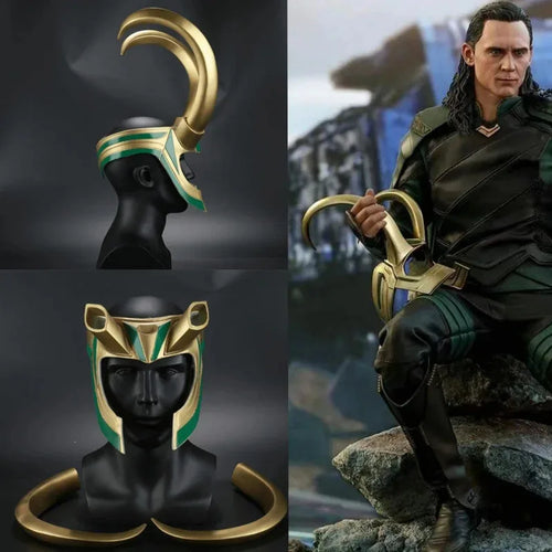 Loki-cosplayhelm - Gouden hoorns en smaragdgroene details