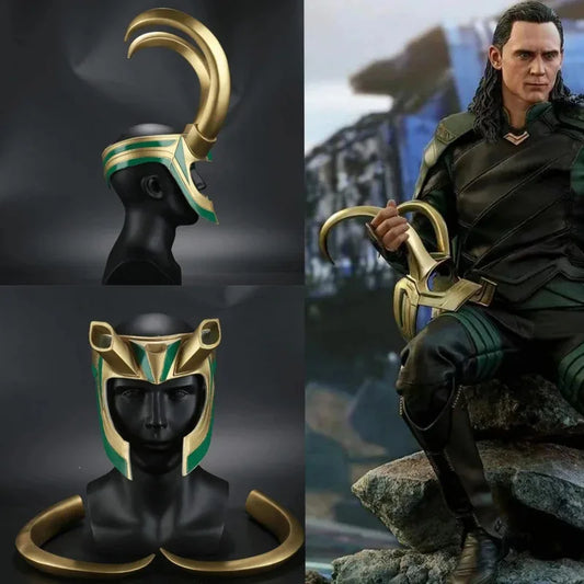 Loki-cosplayhelm - Gouden hoorns en smaragdgroene details