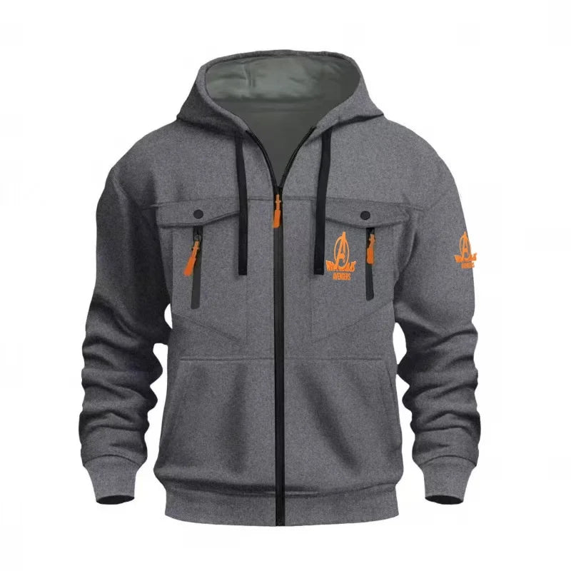 Marvel Avengers-hoodie met rits - Neonlogo, meerdere zakken, voor heren