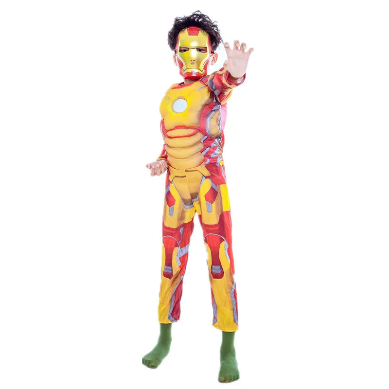 Iron Man-cosplaykostuum voor kinderen - gouden gespierd pak