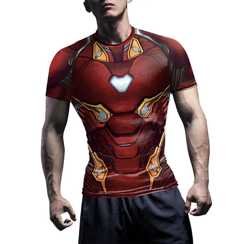 Iron Man-compressie-T-shirt - Korte mouwen, rood pantser