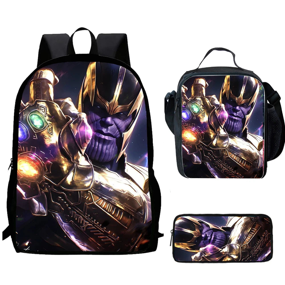 Thanos-rugzak met neonkroon, 3-delig - Episch portret, schoolset voor kinderen