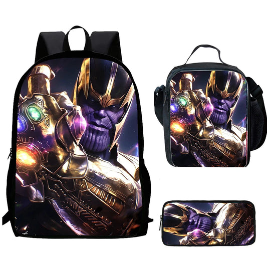 Thanos-rugzak met neonkroon, 3-delig - Episch portret, schoolset voor kinderen