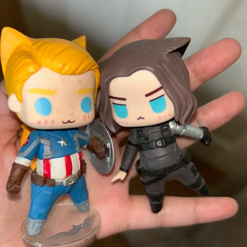 Figurine chibi Captain America et Bucky Barnes - Décoration de bureau
