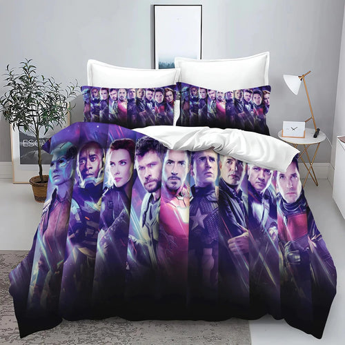 Dekbedovertrek Avengers - Paarse Endgame-portretten