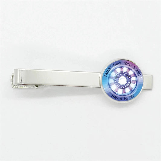 Tony Stark-stropdasklem - blauwe en paarse holografische ARC-reactor
