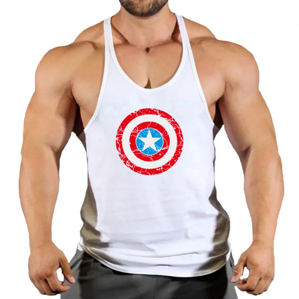 Captain America-fitnesssinglet voor heren - Rood schild