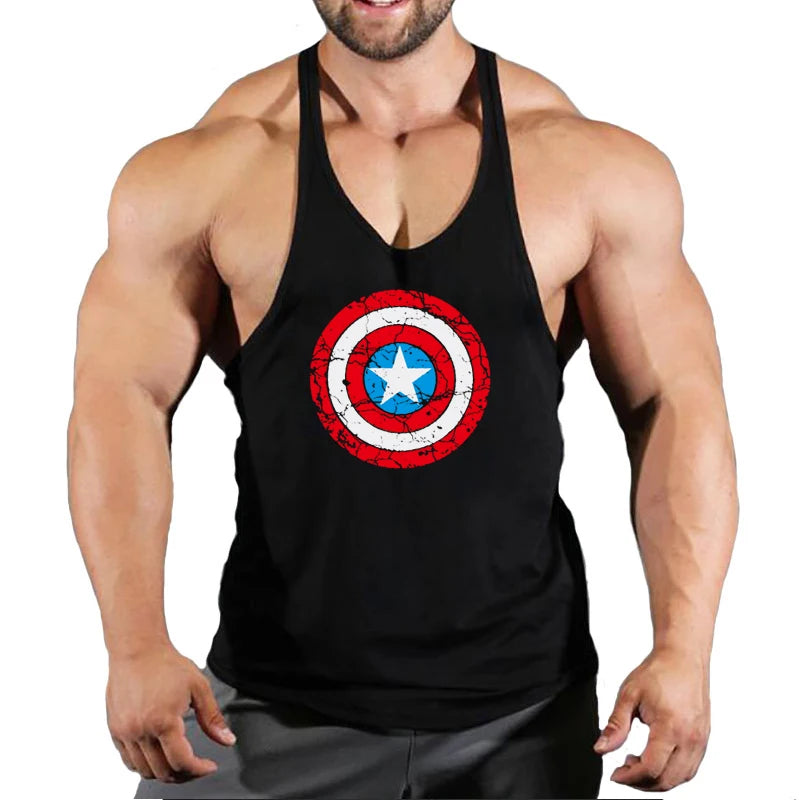 Captain America-fitnesssinglet voor heren - Rood schild