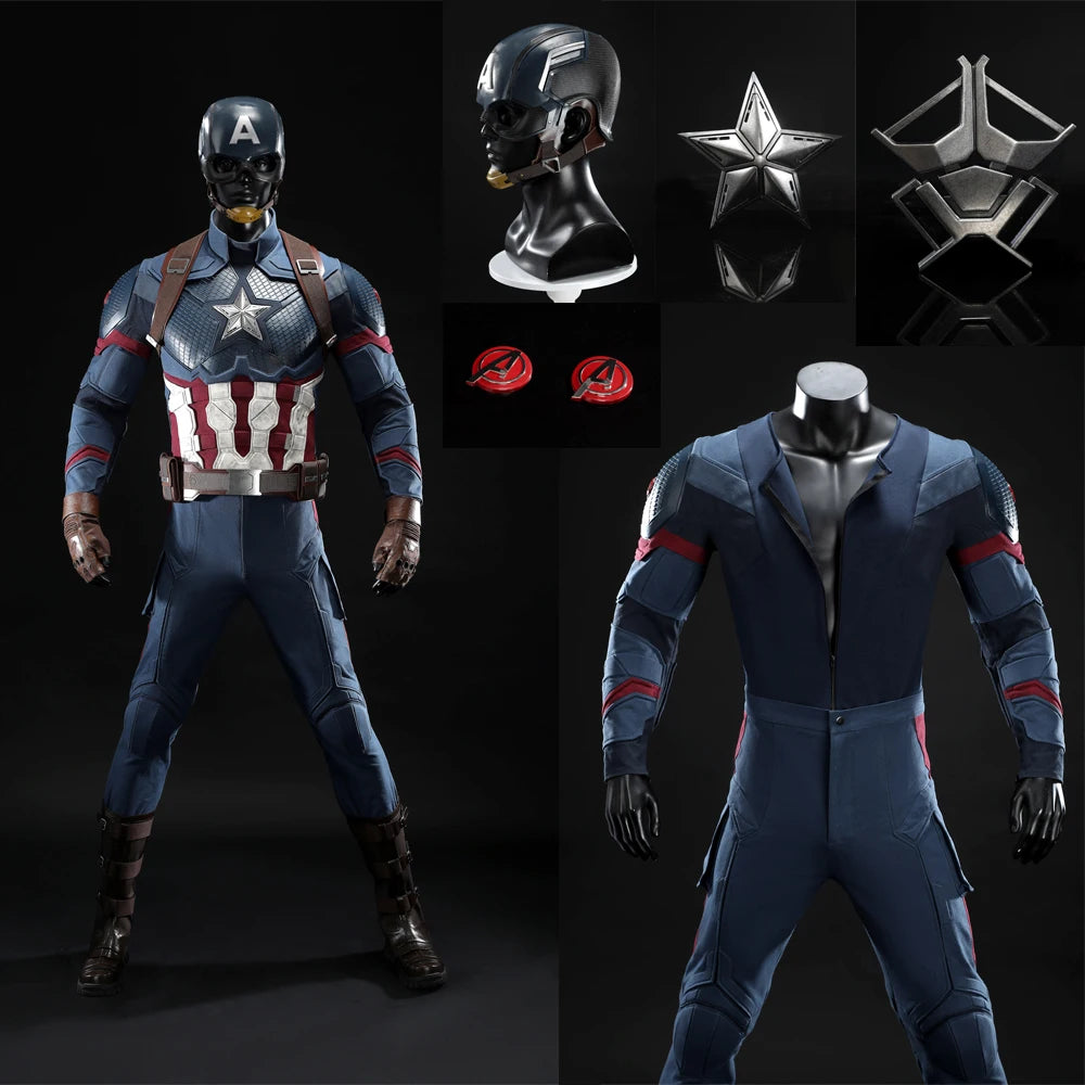 Premium Captain America-kostuum voor volwassenen - helm met ster en laarzen