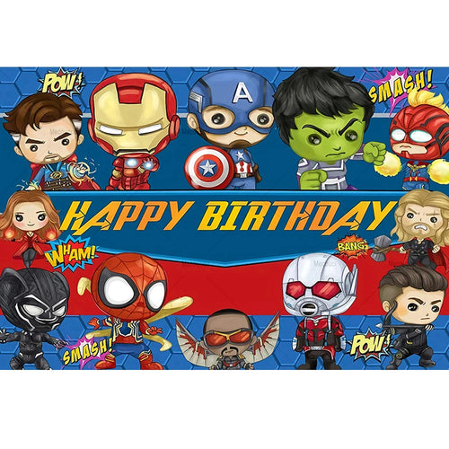 Verjaardagsposter Avengers Chibi - Fijne verjaardag