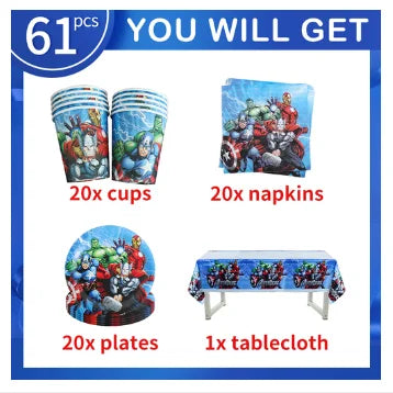 Avengers verjaardagsdecoratie - set met 61 onderdelen