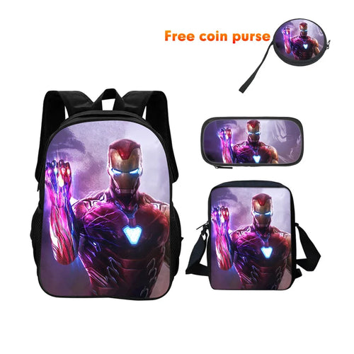 3-delige Avengers Iron Man-schooltasetui-set – Endgame-nanohandschoen