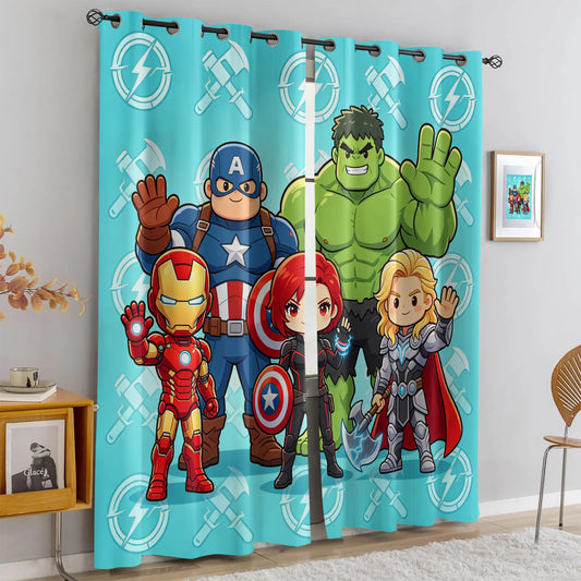 Verduisterende Avengers Chibi-gordijnen - Turkoois