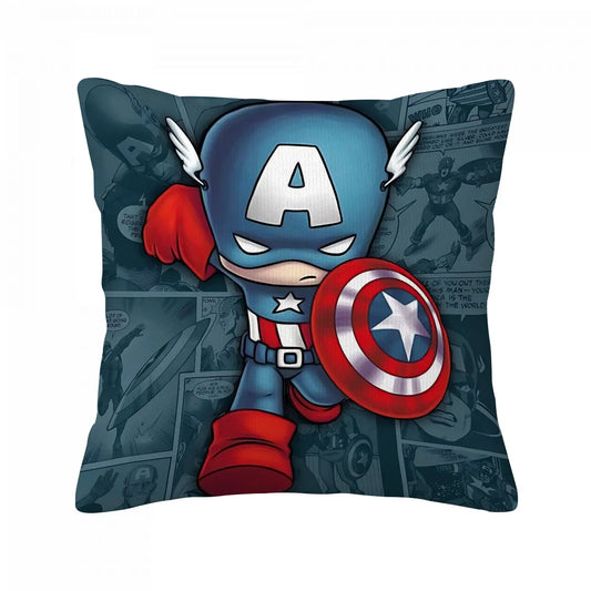 Kussenhoes Captain America - Chibi met blauwe stripboekachtergrond