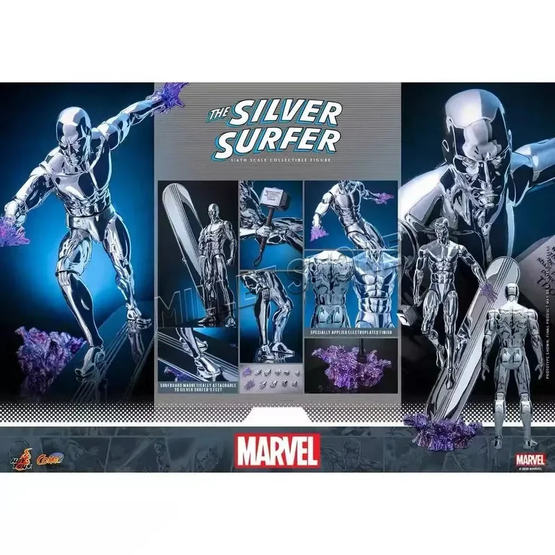 Hot Toys Silver Surfer-figuur - 1/6 Marvel Fantastic Four met surfplank