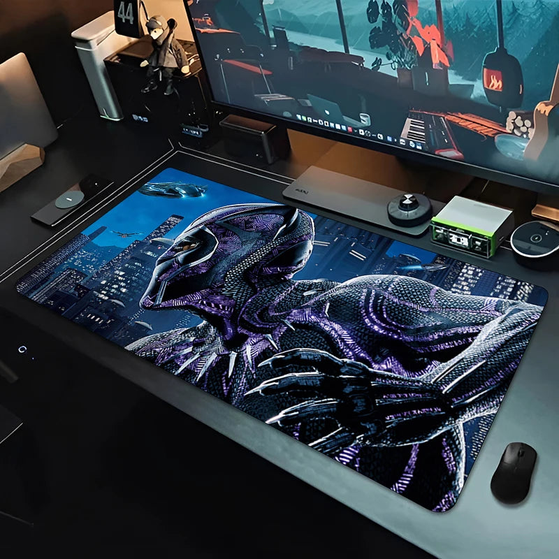 Tapis de souris XXL Gaming Black Panther - Noir monochrome pour bureau