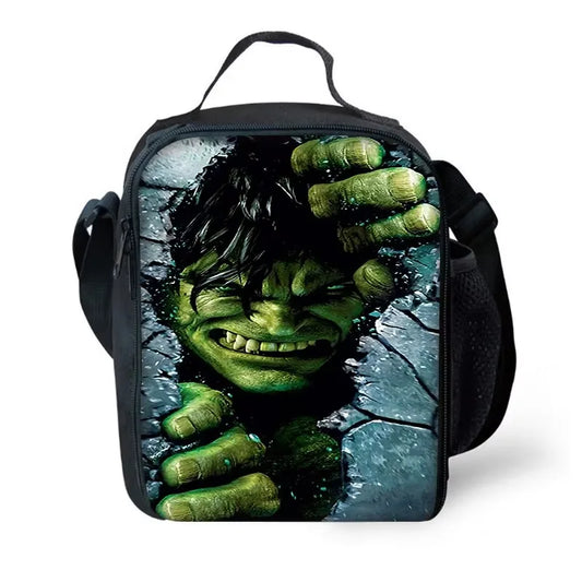 Hulk-lunchzak voor kinderen - uit een gebarsten stenen muur tevoorschijn komend gezicht