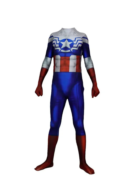 Captain America-kostuum - Blauw-wit-rode jumpsuit met ster