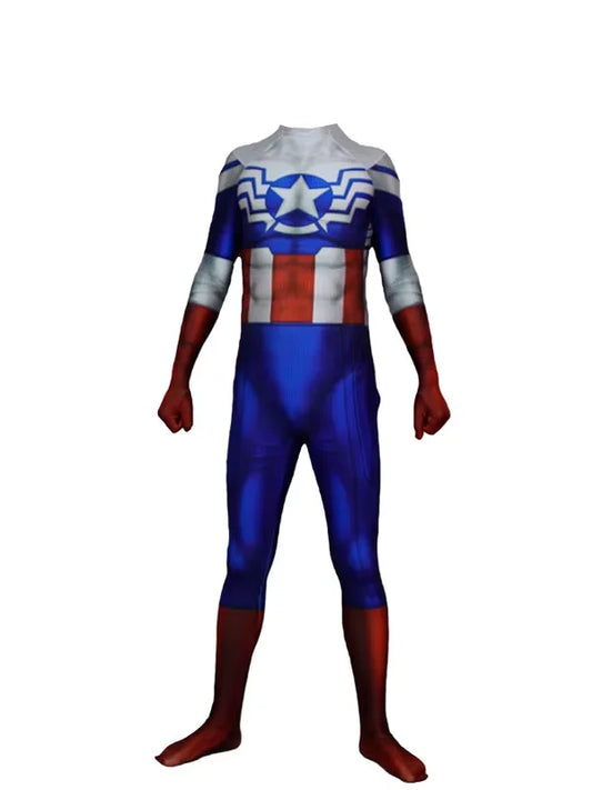 Captain America-kostuum - Blauw-wit-rode jumpsuit met ster