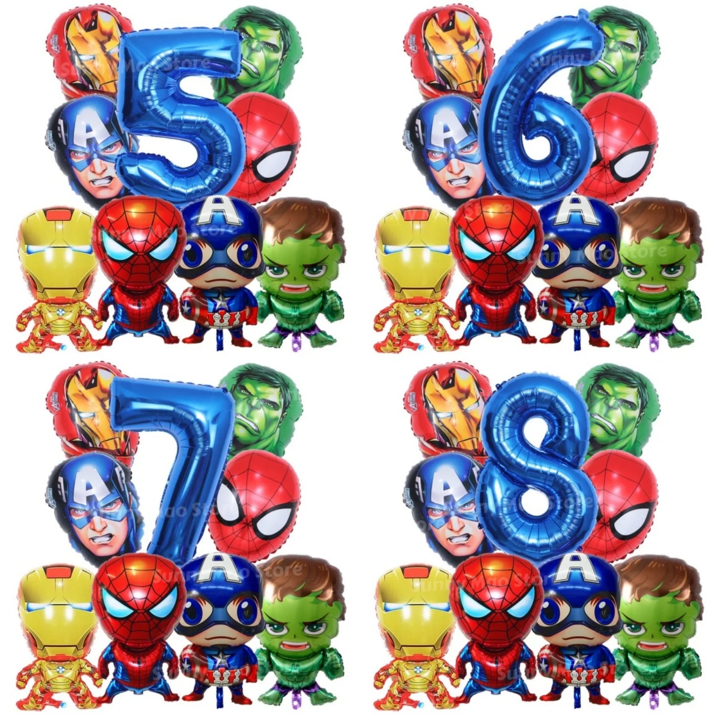 Avengers-verjaardagsdecoratieset - Cijferballonnen Iron Man Spider-Man
