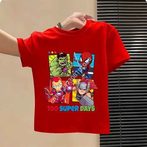 Avengers T-shirt voor kinderen 100 Super Days - rood