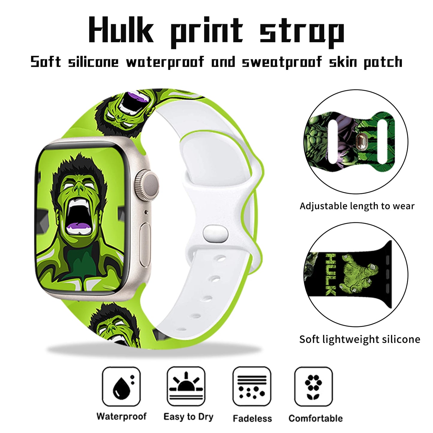 Apple Watch-armband Hulk - Schreeuwend gezicht, lichtgroen