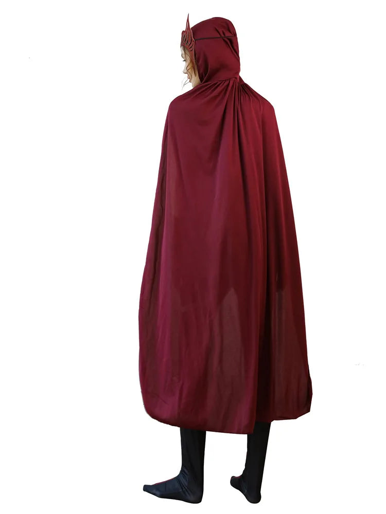 Costume cosplay Wanda Maximoff Scarlet Witch - Combinaison rouge avec cape et coiffe