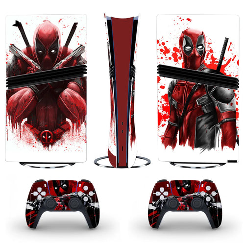 Deadpool-sticker voor PS5 Pro - Console- en controllerdesign met katana's