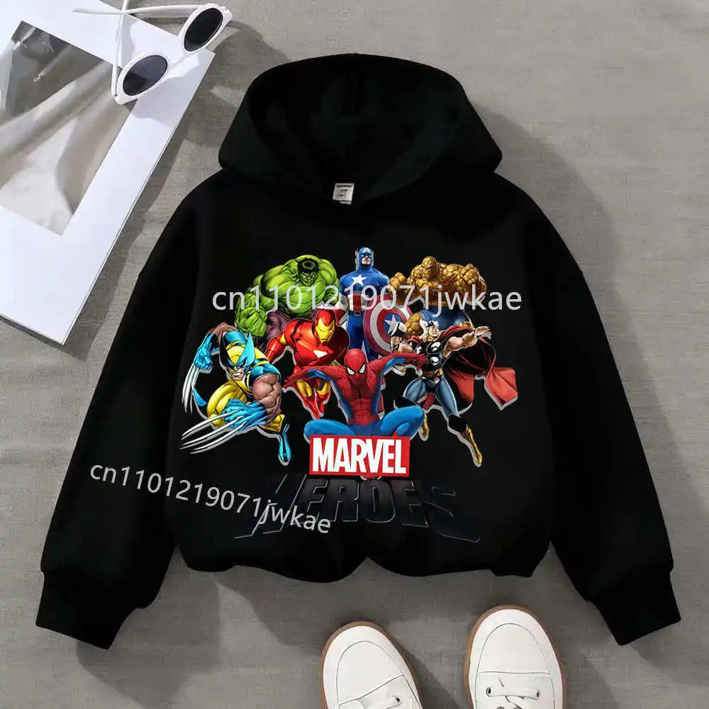 Marvel Heroes-kinderhoodie met groep - zwart