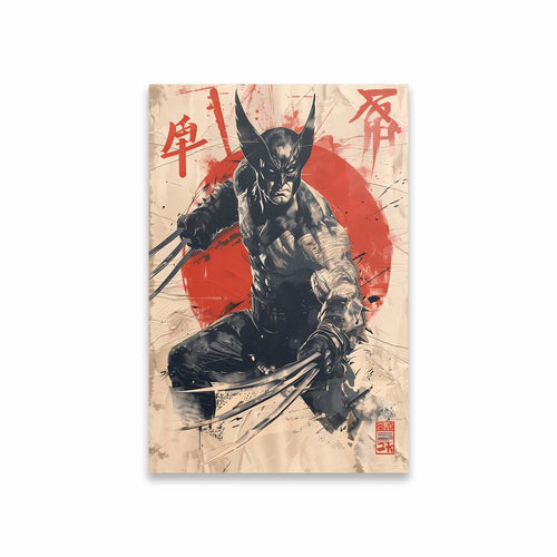 Poster Avengers Wolverine - Zwart-witte inkt met rode zon