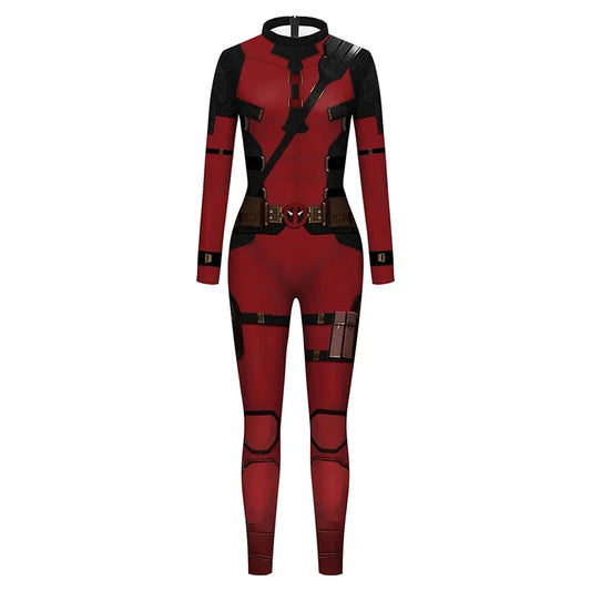 Deadpool-kostuum - Rode en zwarte jumpsuit