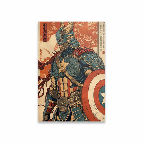 Poster Captain America - Pantser in Japanse samoeraistijl