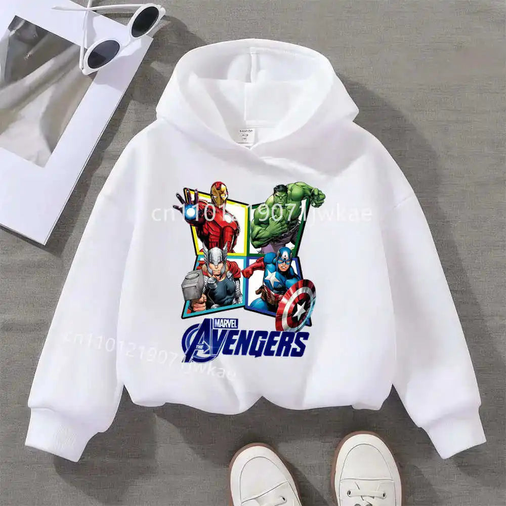 Avengers kinderhoodie met ruit en 4 helden - wit
