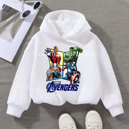 Avengers kinderhoodie met ruit en 4 helden - wit