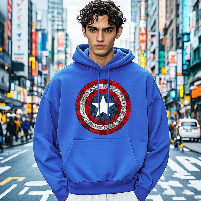 Captain America-hoodie – schild met stripboekeffect