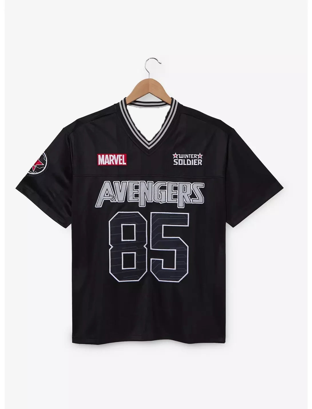 Avengers Winter Soldier-T-shirt – zwart jerseyshirt met V-hals