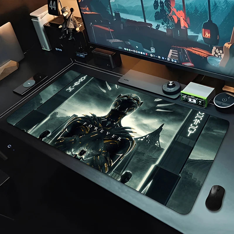 Tapis de souris XXL Gaming Black Panther - Noir monochrome pour bureau