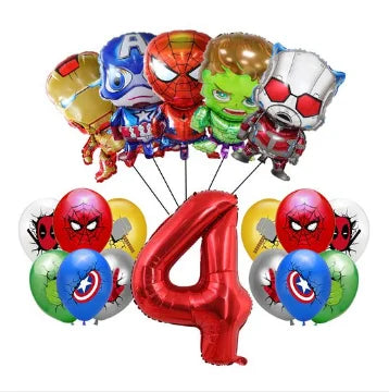 Avengers verjaardagsdecoratie - ballon met cijfer 4