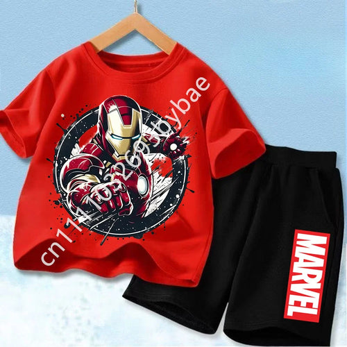 Avengers Iron Man T-shirt voor kinderen - rode set met zwarte short