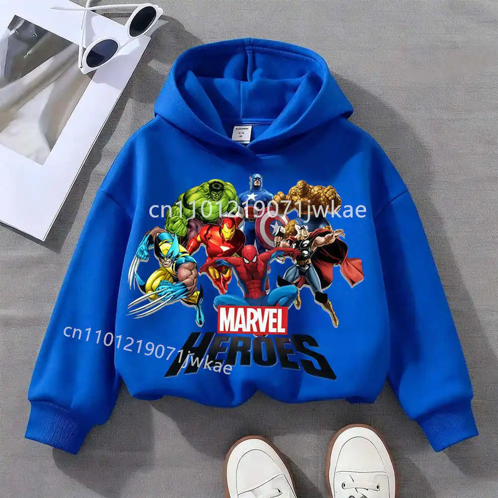 Marvel Heroes-kinderhoodie met groep - blauw