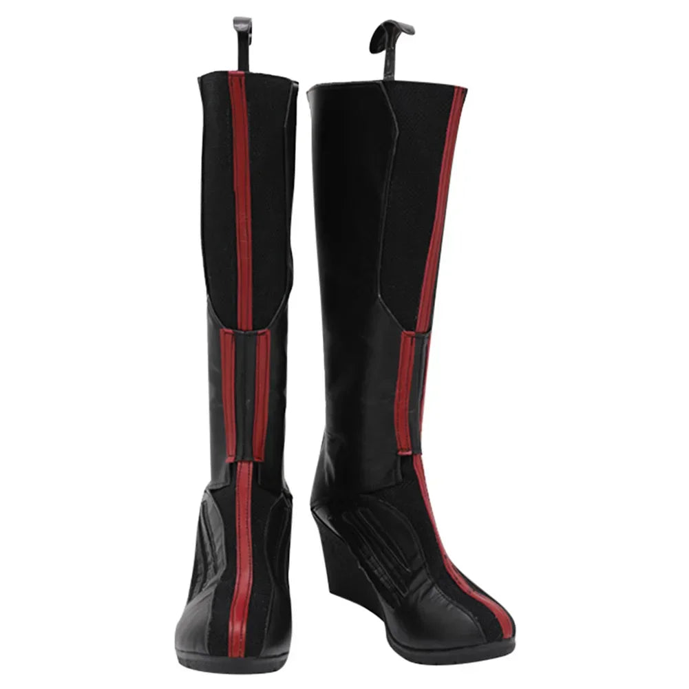 Scarlet Witch-laarzen - Zwart en rood leer met sleehak (heren)