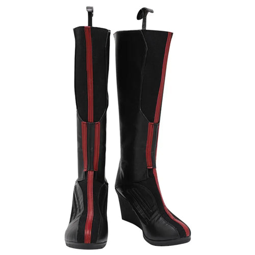 Scarlet Witch-laarzen - Zwart en rood leer met sleehak (heren)