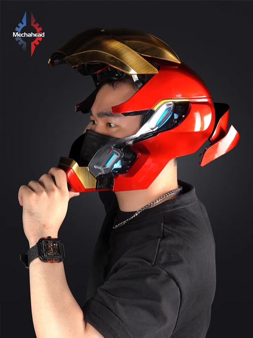 Iron Man Avengers-helm – gemotoriseerde rode en gouden MK50-cosplayhelm