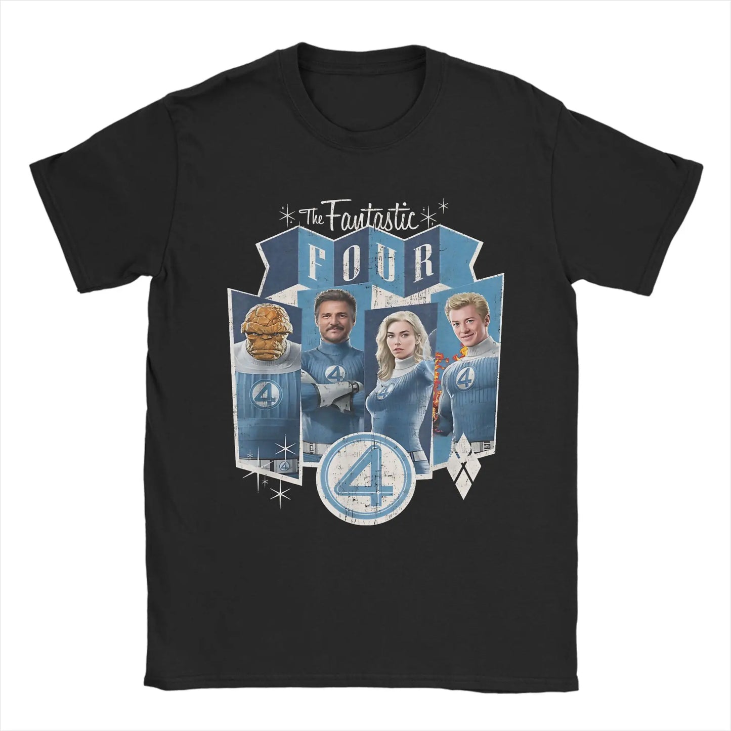 T-shirt The Fantastic 4 First Steps - Affiche rétro bleue, unisexe
