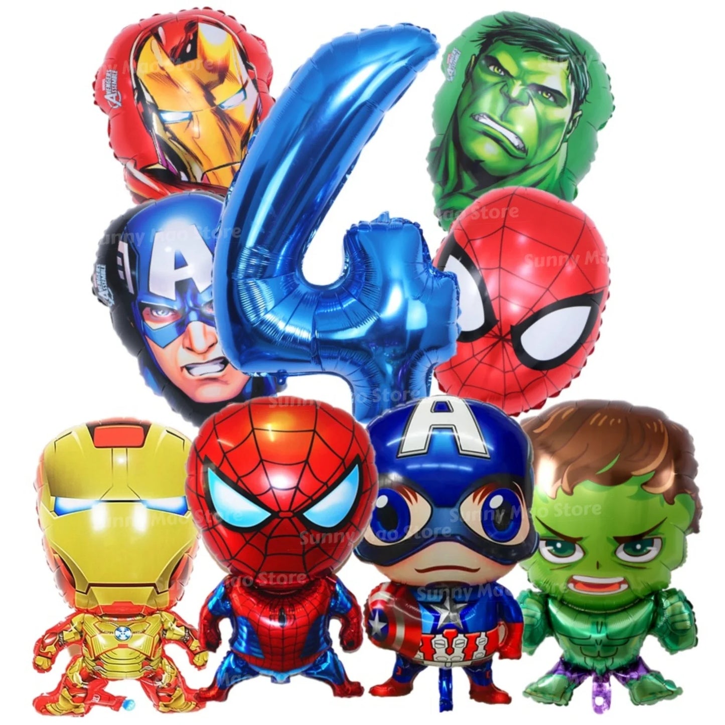 Avengers-verjaardagsdecoratieset - Cijferballonnen Iron Man Spider-Man