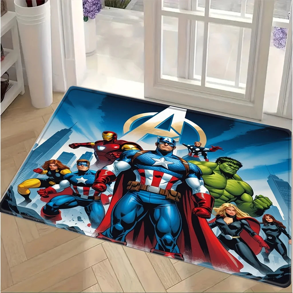 Avengers-mat met heldengroep - Gouden A-logo en stad