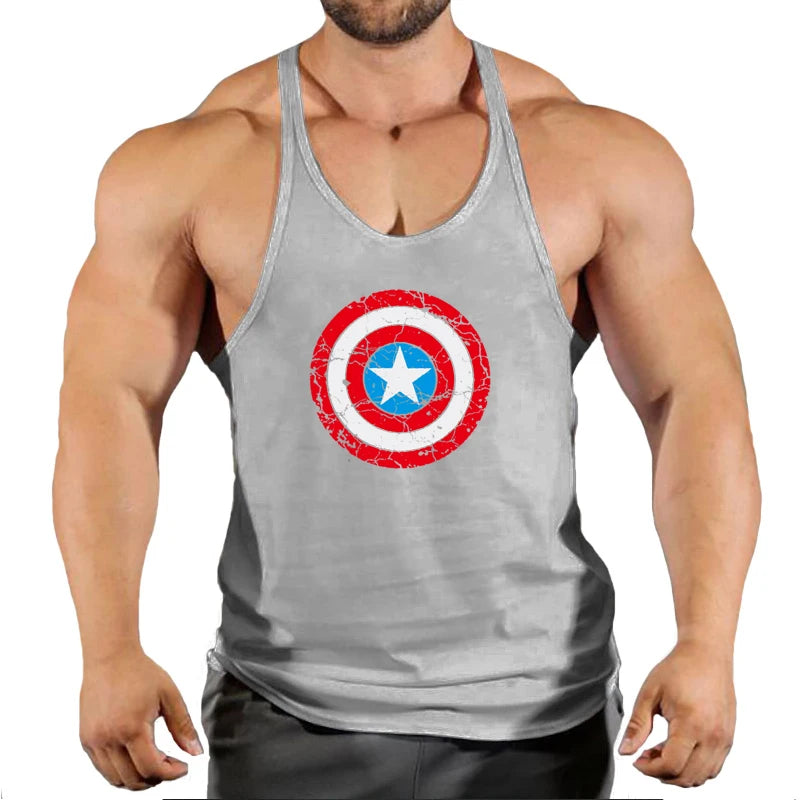 Captain America-fitnesssinglet voor heren - Rood schild
