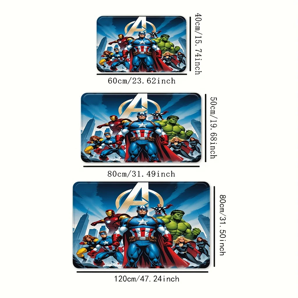 Avengers-mat met heldengroep - Gouden A-logo en stad