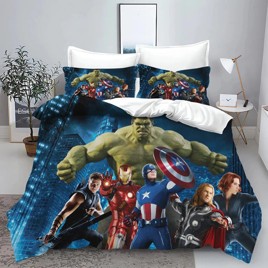 Avengers-dekbedovertrek - reusachtige Hulk in nachtelijke stad